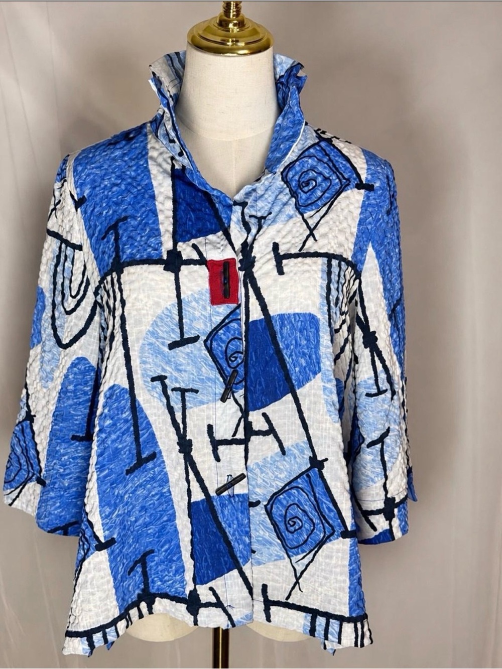 β₯οΈπMoonlight Y&S 3448 Abstract Art Jacket Blouse Blue Lagenlookπβ₯οΈ